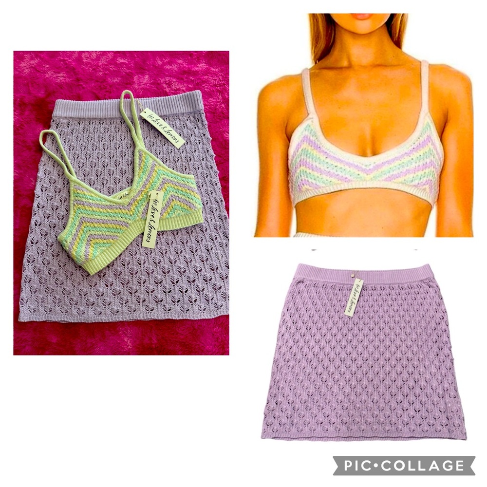 NWT FOR LOVE & LEMONS CHELSEA Crochet Skirt and CORRINA Crop Top Set  sz small